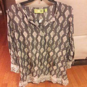Women's Rock flower paper tunic top